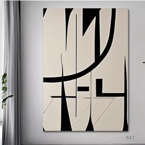 Plakat teksturowana abstrakcja czarno-biała Beżowy