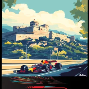 Plakat tor wyścigowy samochód sportowy Czerwony