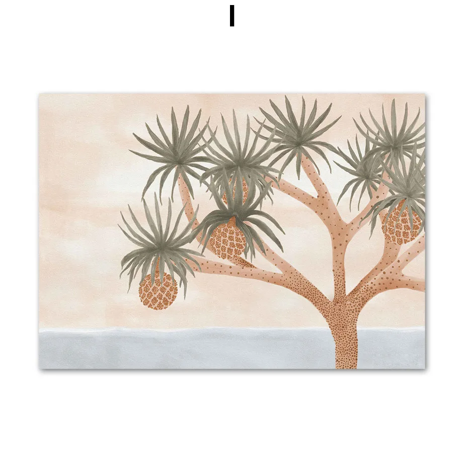 Plakat tropikalne palmy w stylu boho Beżowy