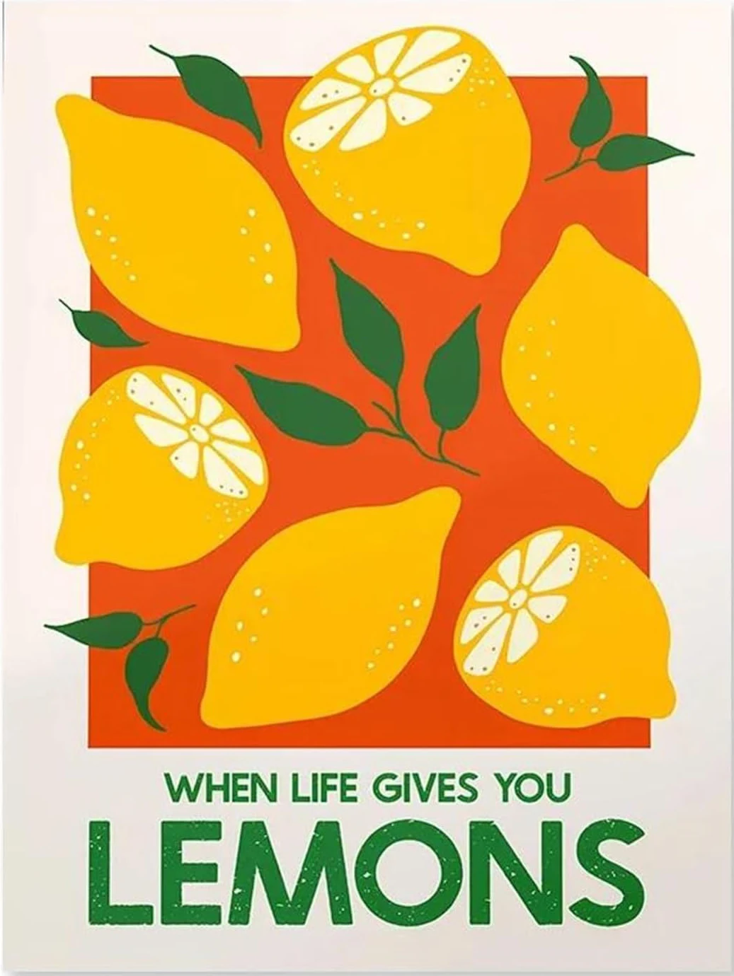 Truskawki i cytryny - kolorowy plakat Zielony