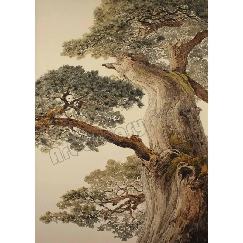 Tygrys i grzyby – japoński plakat w stylu ukiyo-e Biały