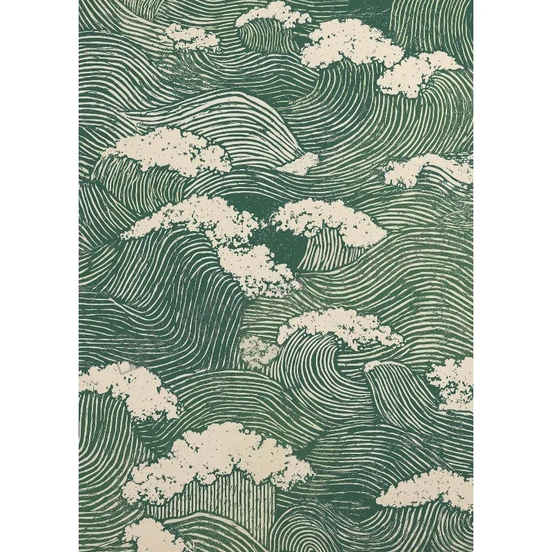 Tygrys i grzyby – japoński plakat w stylu ukiyo-e Fioletowy