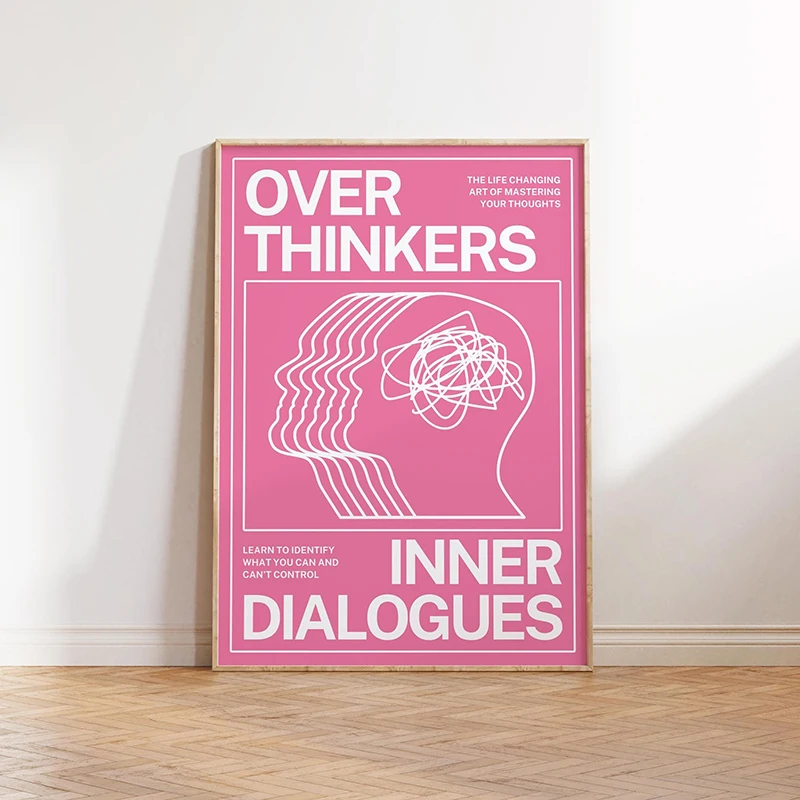 Overthinkers - nowoczesny plakat z napisem Biały