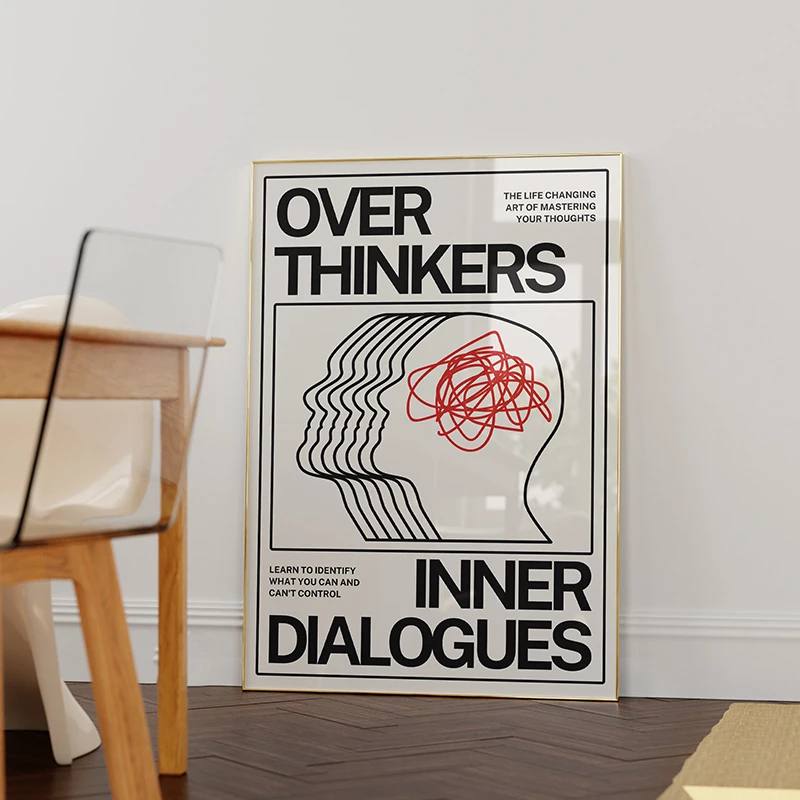 Overthinkers - nowoczesny plakat z napisem Burgundia