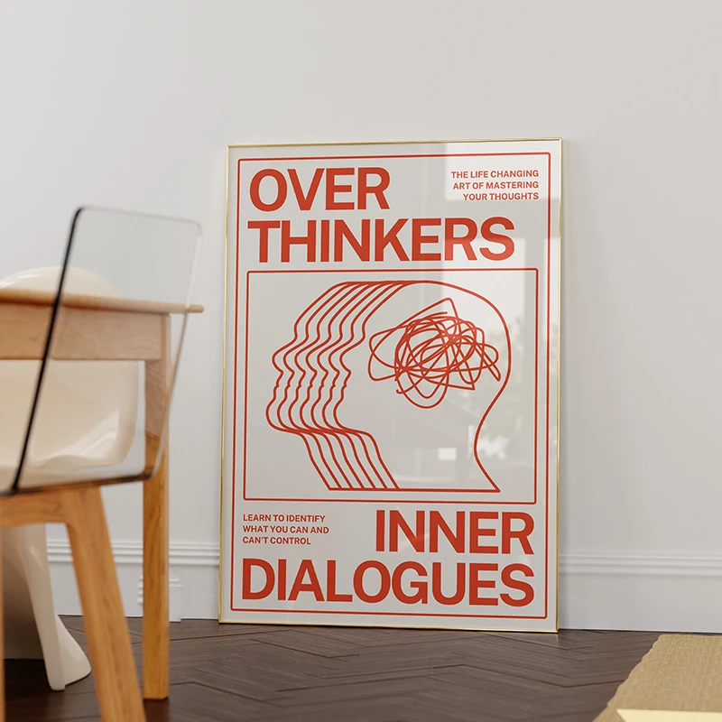 Overthinkers - nowoczesny plakat z napisem Czarny