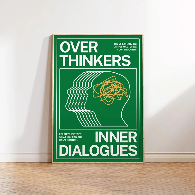 Overthinkers - nowoczesny plakat z napisem Czerwony