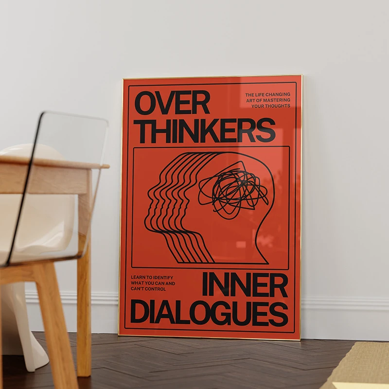 Overthinkers - nowoczesny plakat z napisem Fioletowy