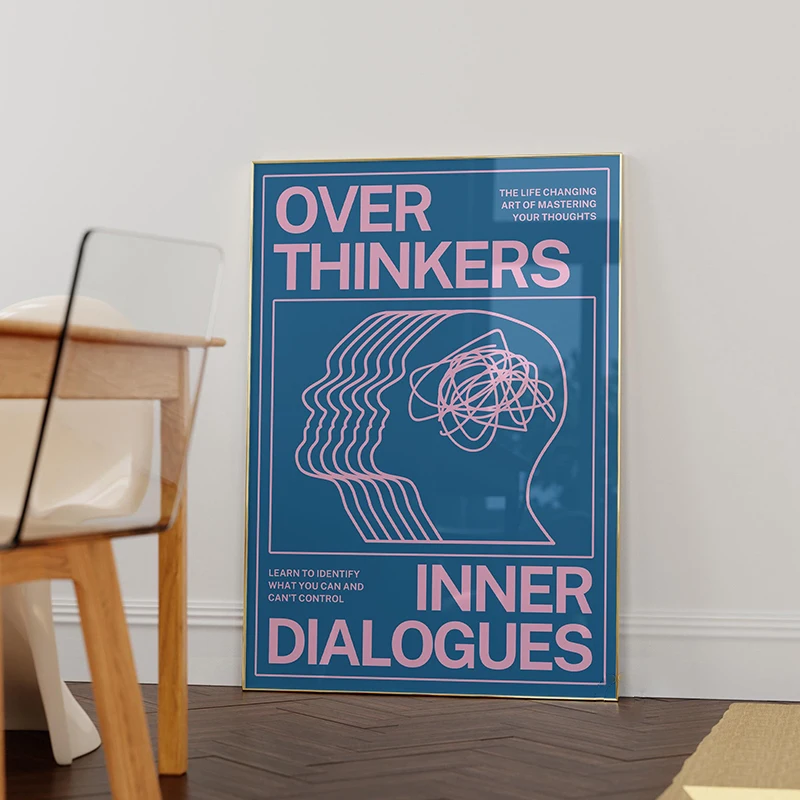 Overthinkers - nowoczesny plakat z napisem Granatowy