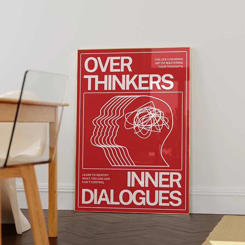 Overthinkers - nowoczesny plakat z napisem Jasnoszary