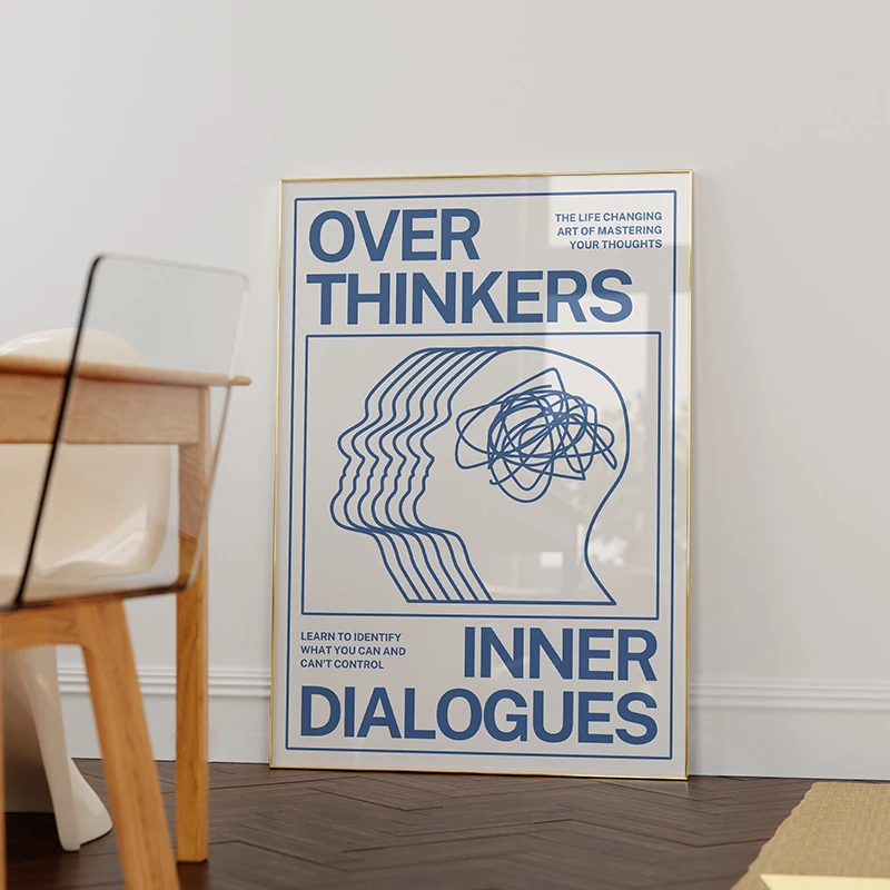 Overthinkers - nowoczesny plakat z napisem Niebieski