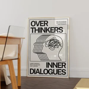 Overthinkers - nowoczesny plakat z napisem Zielony