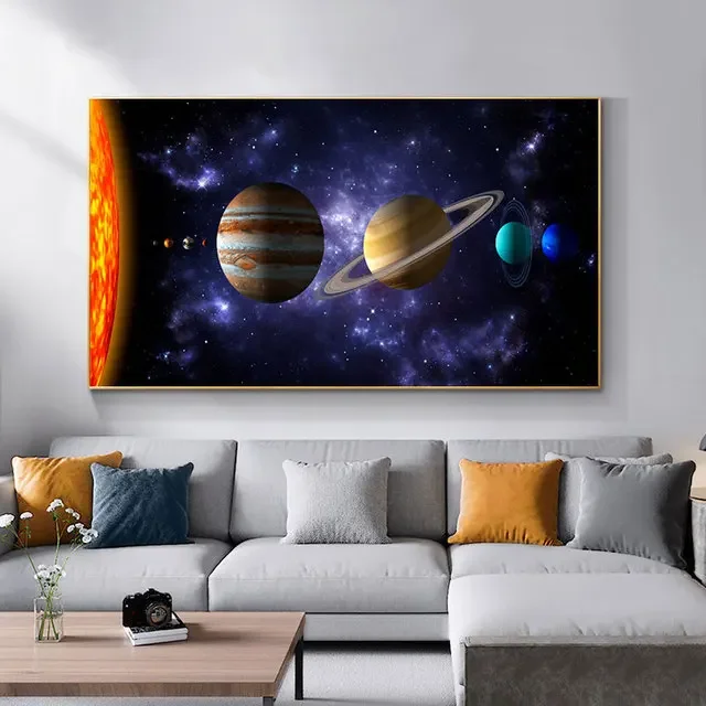 Plakat Układ Słoneczny - kosmos i planety Czarny