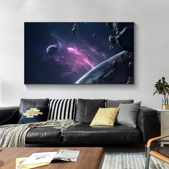 Plakat Układ Słoneczny - kosmos i planety Fioletowy