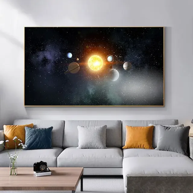 Plakat Układ Słoneczny - kosmos i planety Jasnoszary