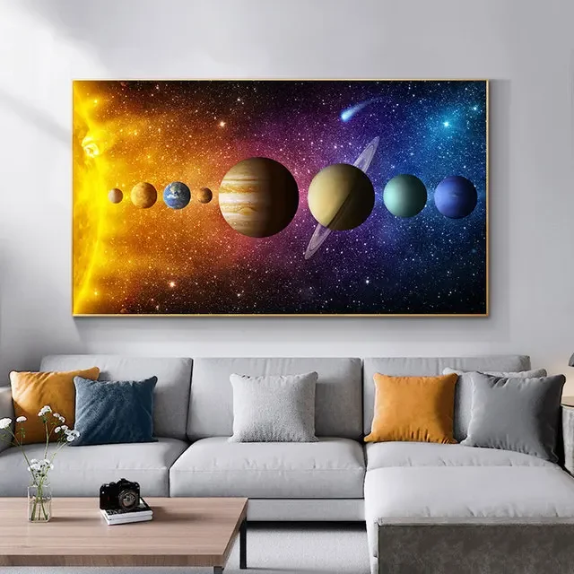 Plakat Układ Słoneczny - kosmos i planety Niebieski