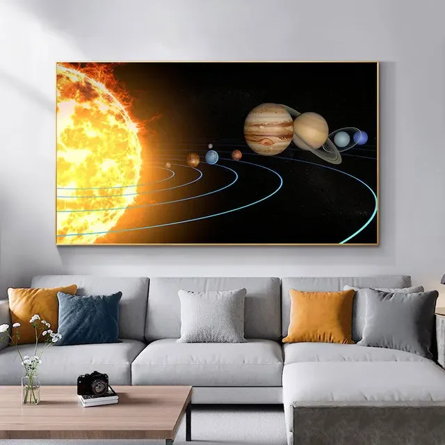 Plakat Układ Słoneczny - kosmos i planety żółty