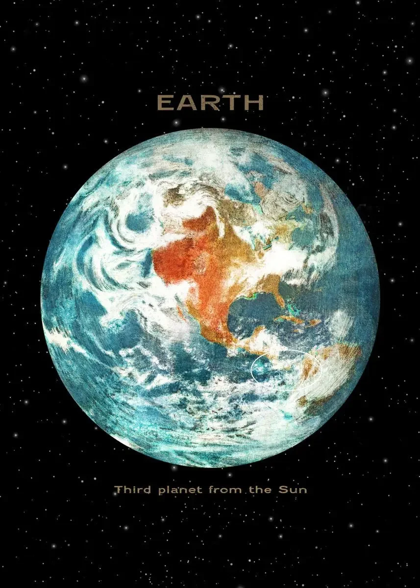 Plakat Uklad Sloneczny z planetami żółty