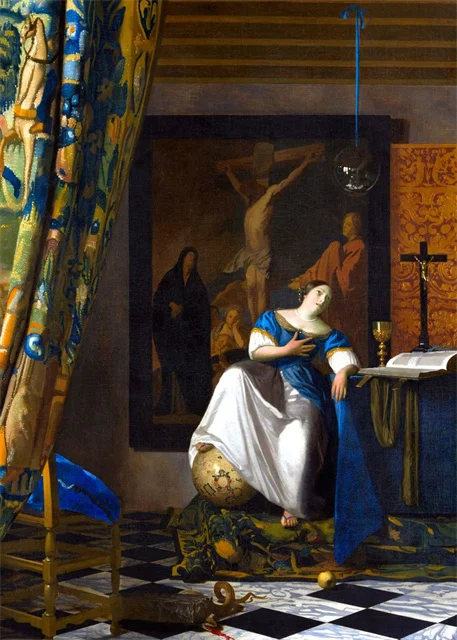 Plakat Vermeer Dziewczyna z perłą Granatowy