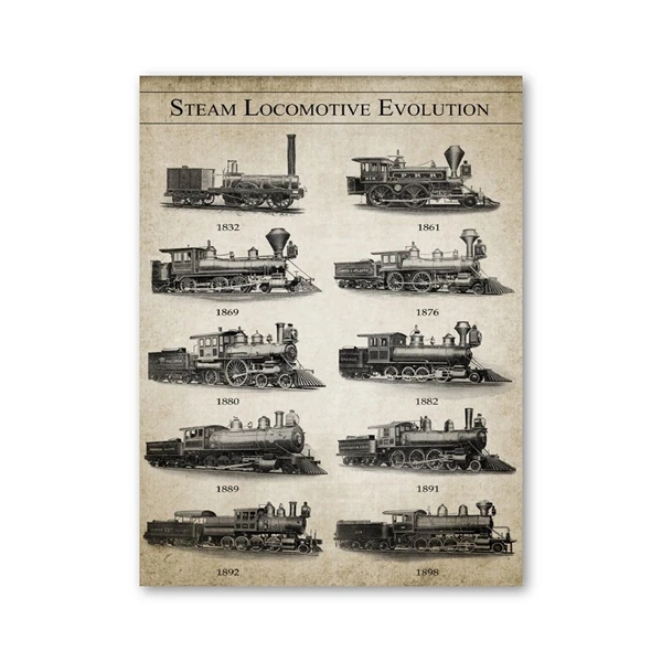 Plakat vintage amerykańska lokomotywa Biały