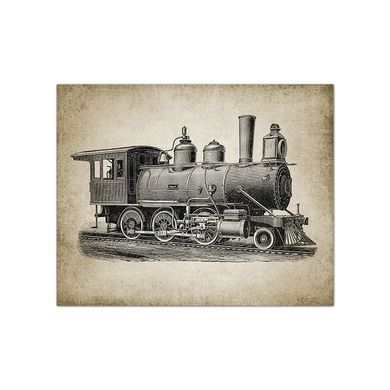 Plakat vintage amerykańska lokomotywa Niebieski