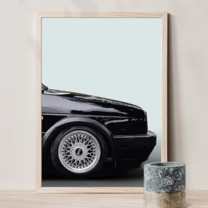 Vintage auto w stylu skandynawskim żółty