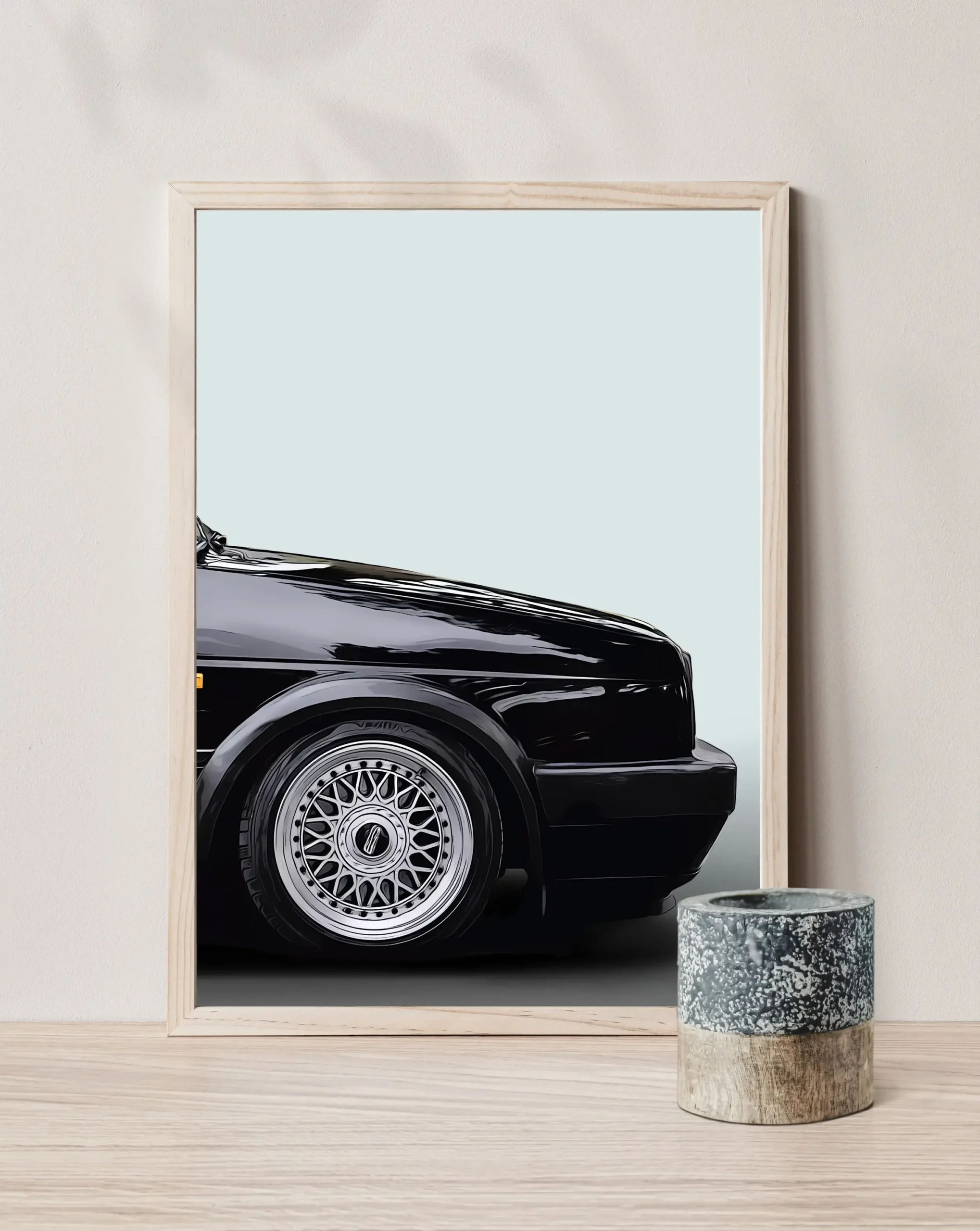 Vintage auto w stylu skandynawskim żółty