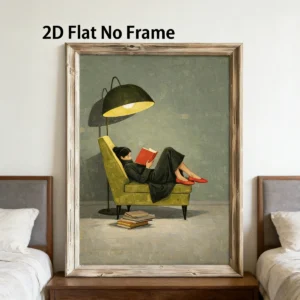 Plakat vintage czytająca kobieta Biały
