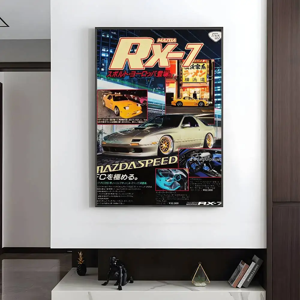 Plakat vintage - japońskie auta wyścigowe Fioletowy