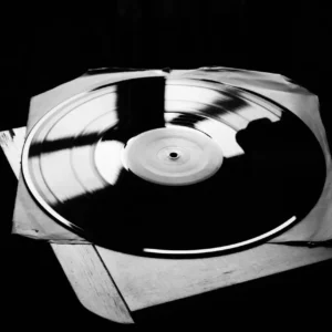 Plakat Vintage Kaseta i Gramofon DJ Jasnoszary