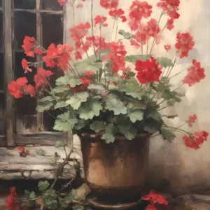 Plakat vintage kwiaty martwa natura Brązowy