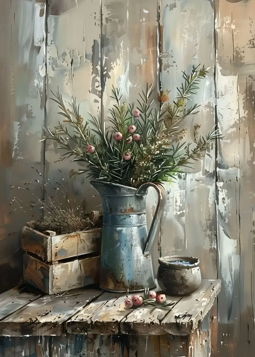 Plakat vintage martwa natura cytryny i oliwka Ciemny szary