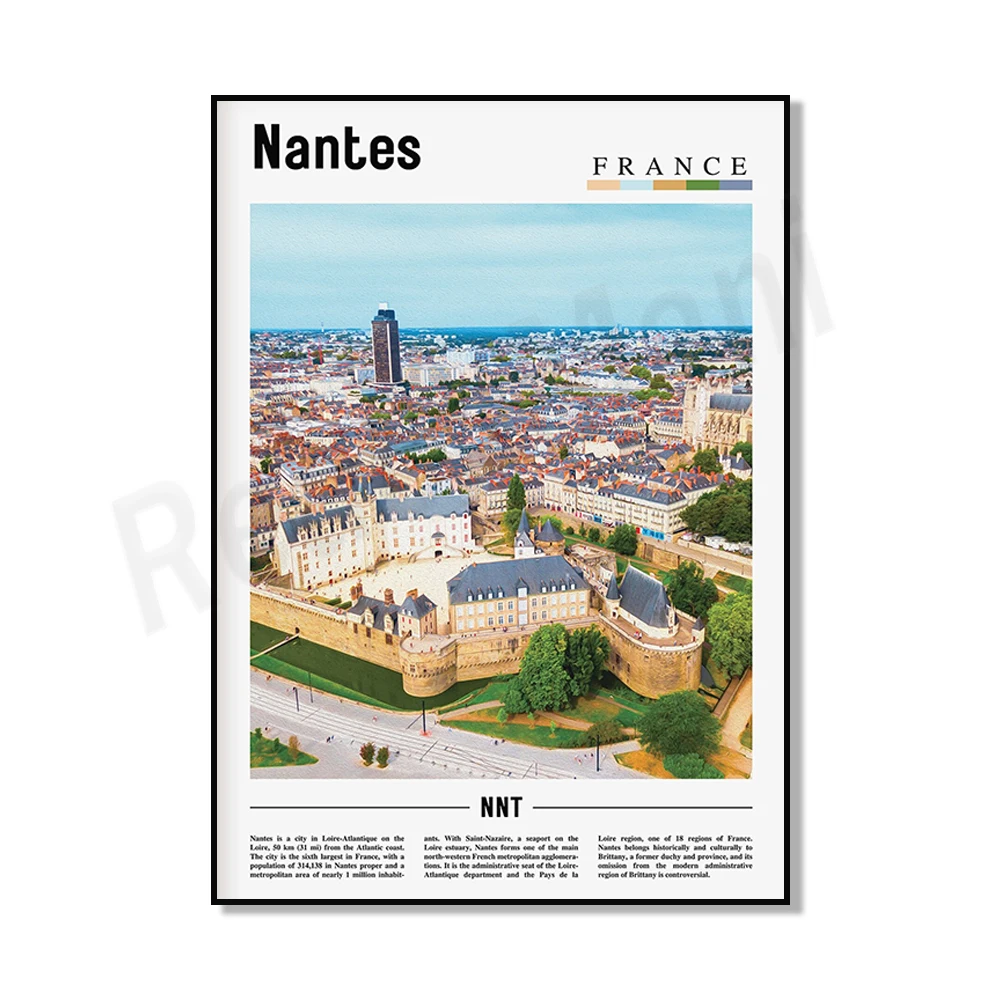 Plakat vintage Nantes ze słoniami nad Loarą Brązowy