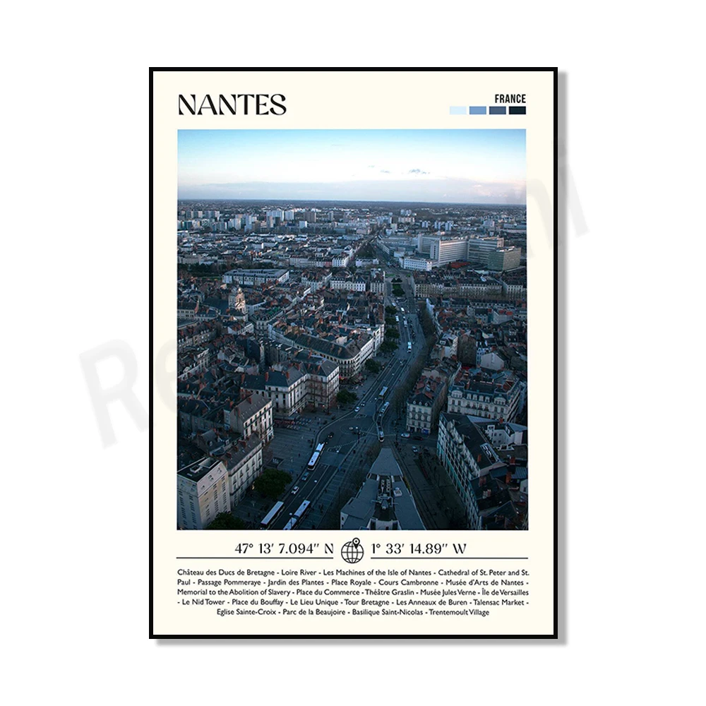 Plakat vintage Nantes ze słoniami nad Loarą Fioletowy/фиолетовый