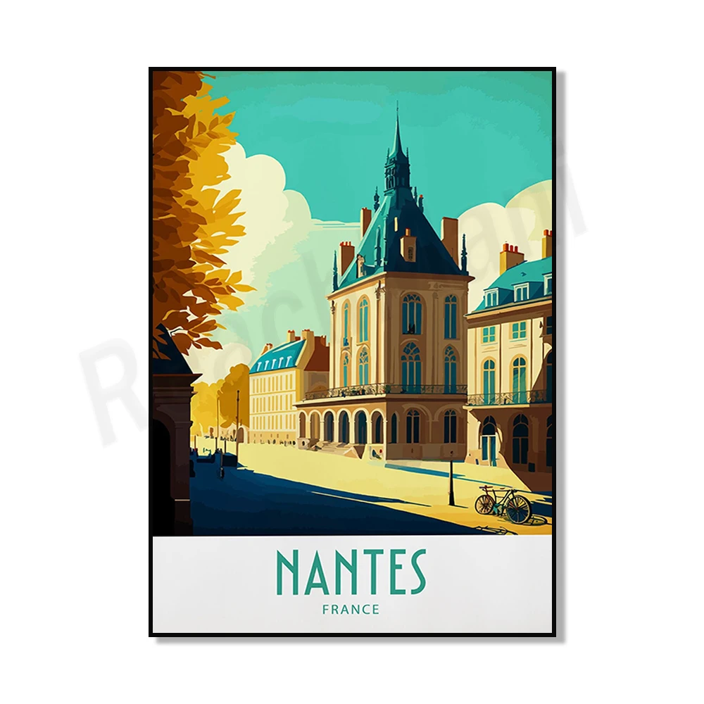 Plakat vintage Nantes ze słoniami nad Loarą Wielo