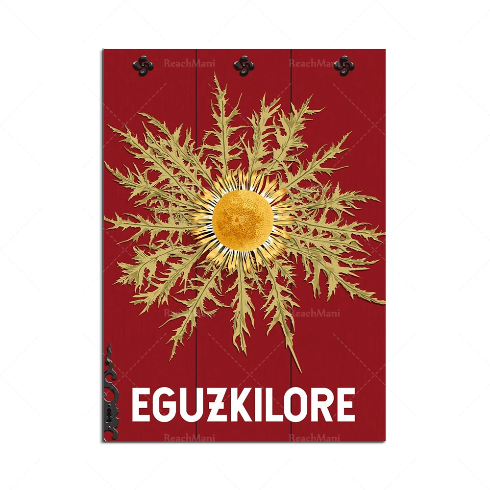 Plakat vintage podróżniczy - zachód słońca nad oceanem żółty