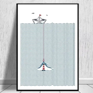 Surferka na plaży - plakat vintage abstrakcyjny Jasnozielony