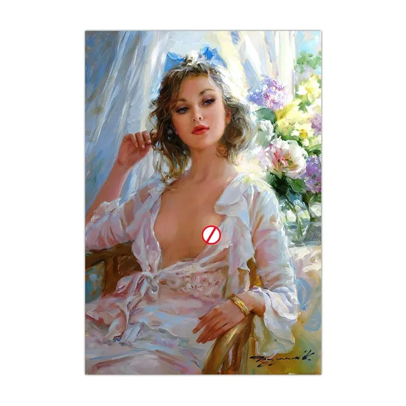 Plakat vintage tańcząca kobieta akt Jasnoszary