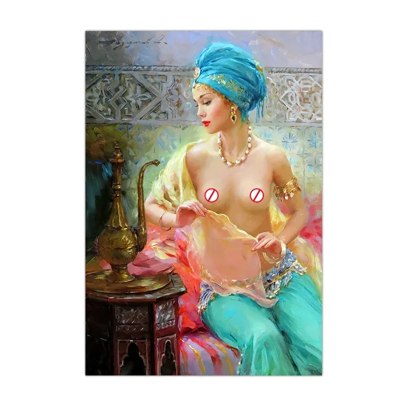 Plakat vintage tańcząca kobieta akt Jasnożółty