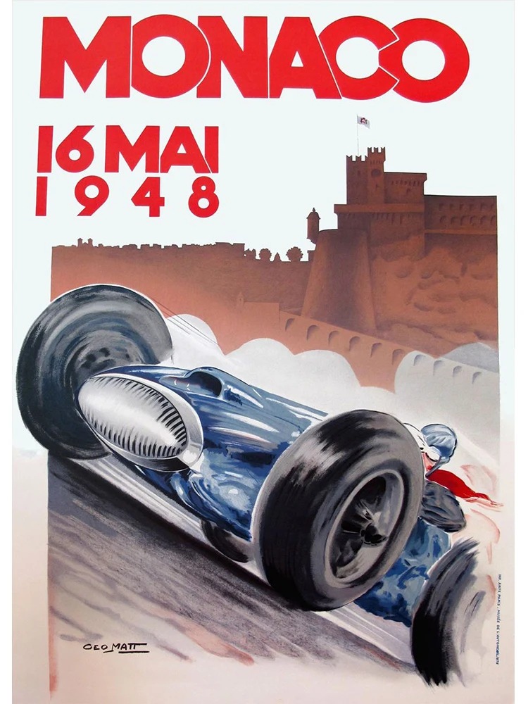 Plakat vintage wyścig samochodowy Czarny