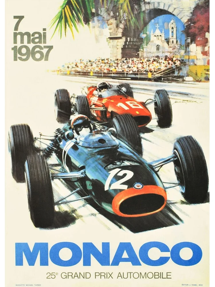 Plakat vintage wyścig samochodowy Czerwony
