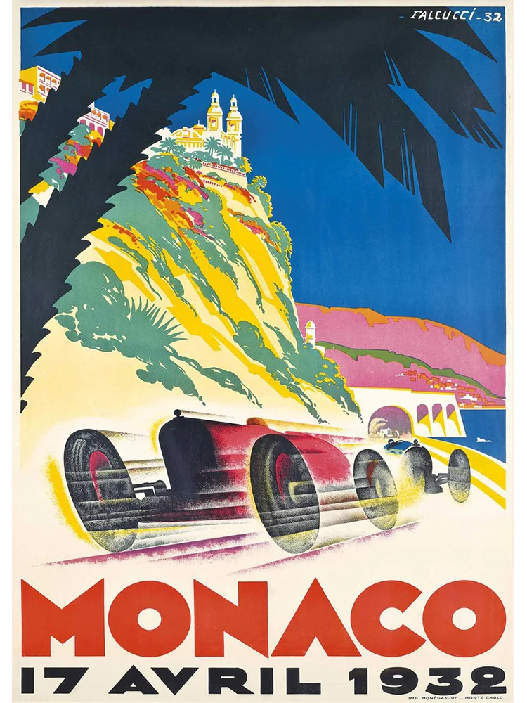 Plakat vintage wyścig samochodowy Fioletowy