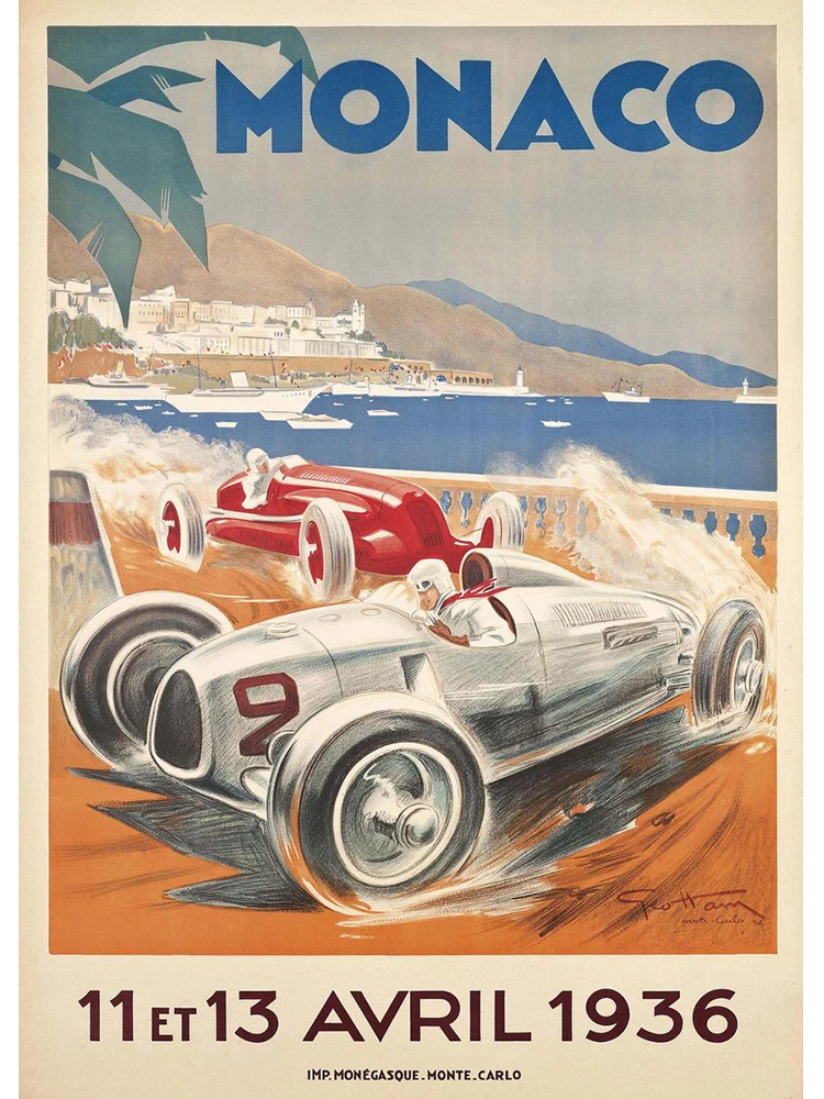 Plakat vintage wyścig samochodowy Jasny