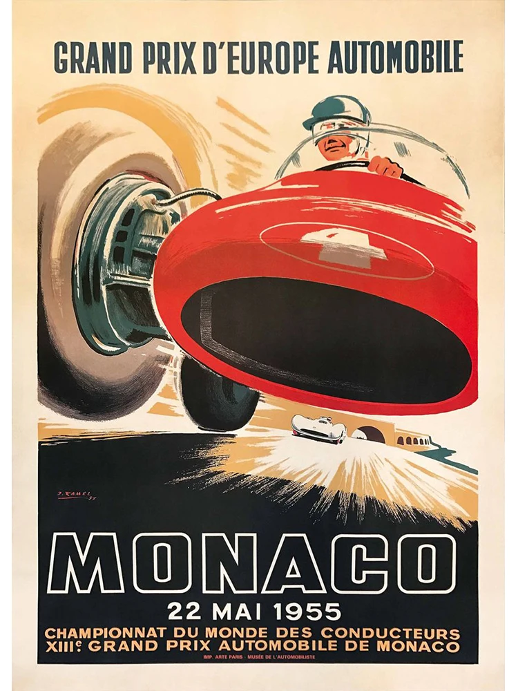 Plakat vintage wyścig samochodowy Zielony