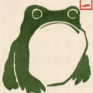Żaba w stylu japońskim - plakat vintage Biały