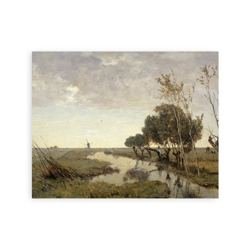 Plakat wiejski krajobraz w stylu XIX wieku Burgundia