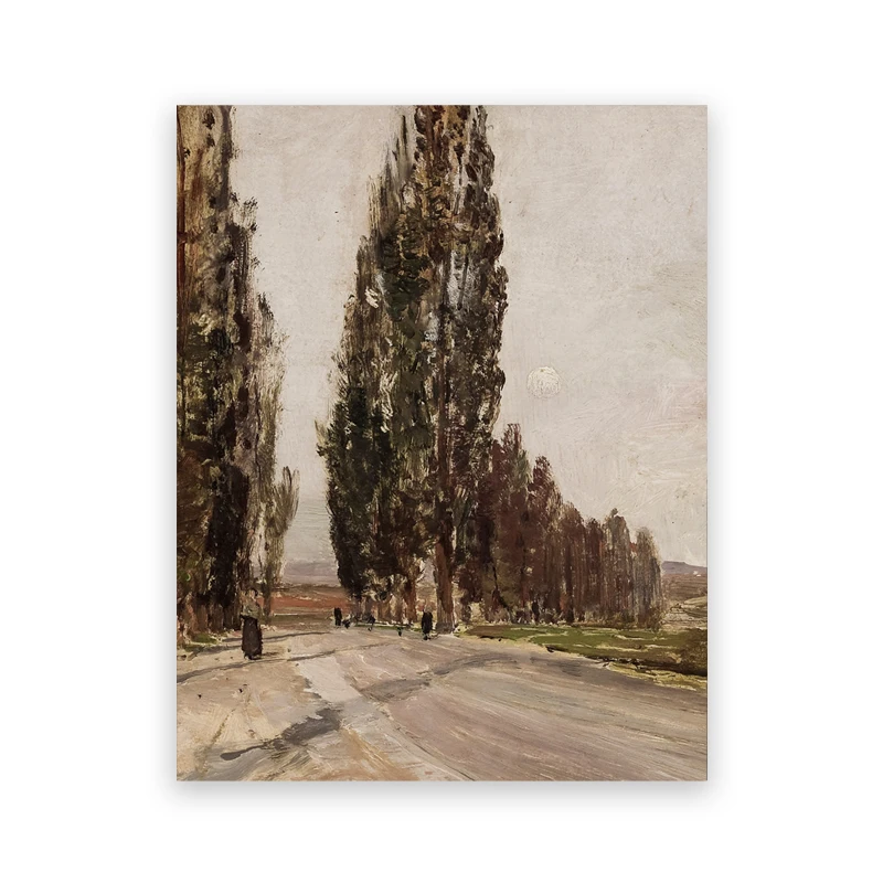 Plakat wiejski krajobraz w stylu XIX wieku Lekka kawa