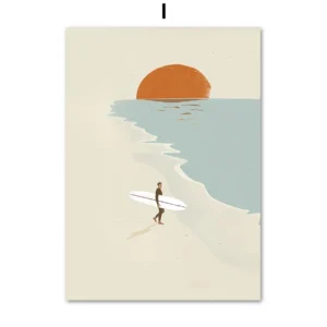 Wieloryb i surfing - letni plakat morski Granatowy