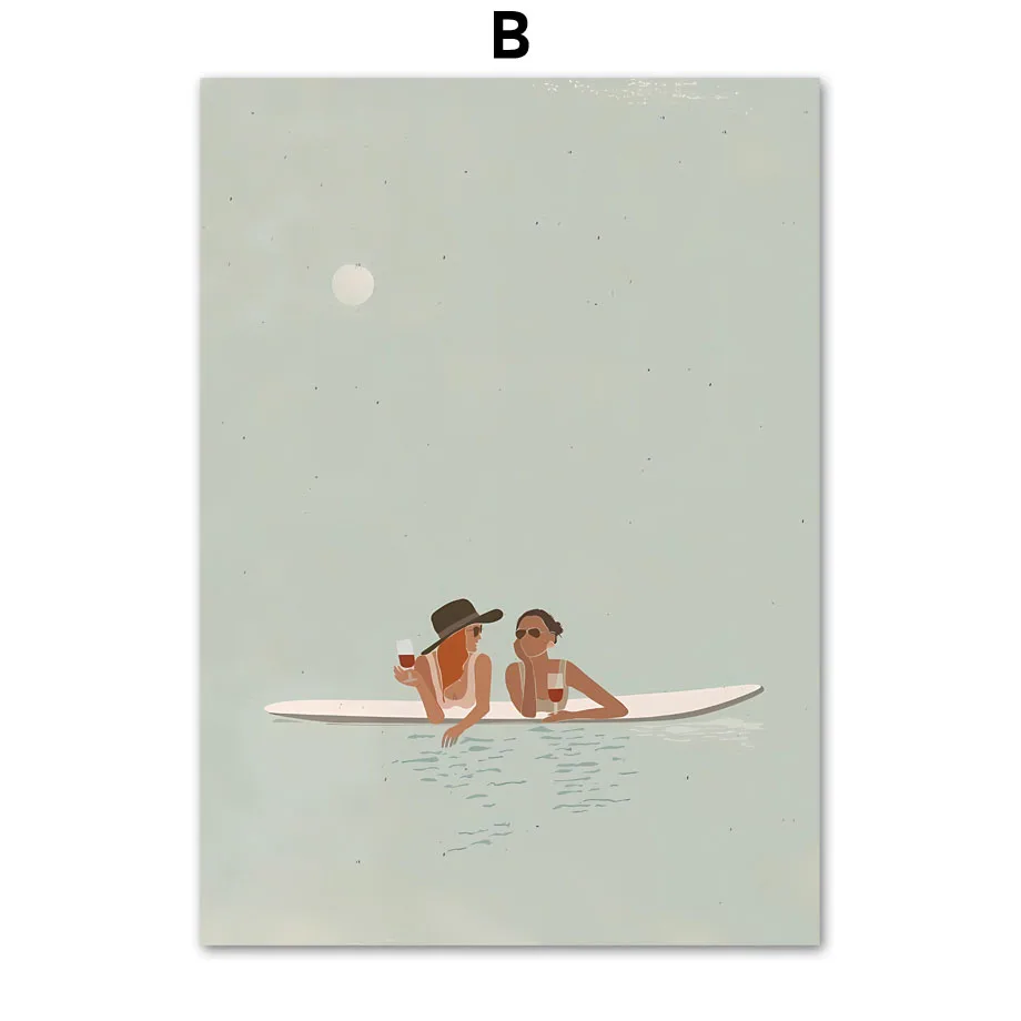 Wieloryb i surfing - letni plakat morski żółty