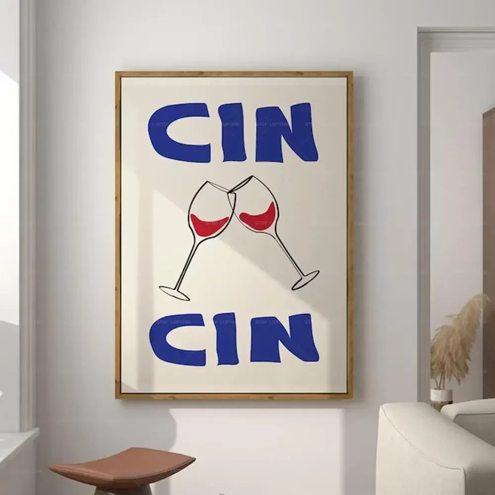 Wine and Cheese Club - plakat retro do kuchni żółty