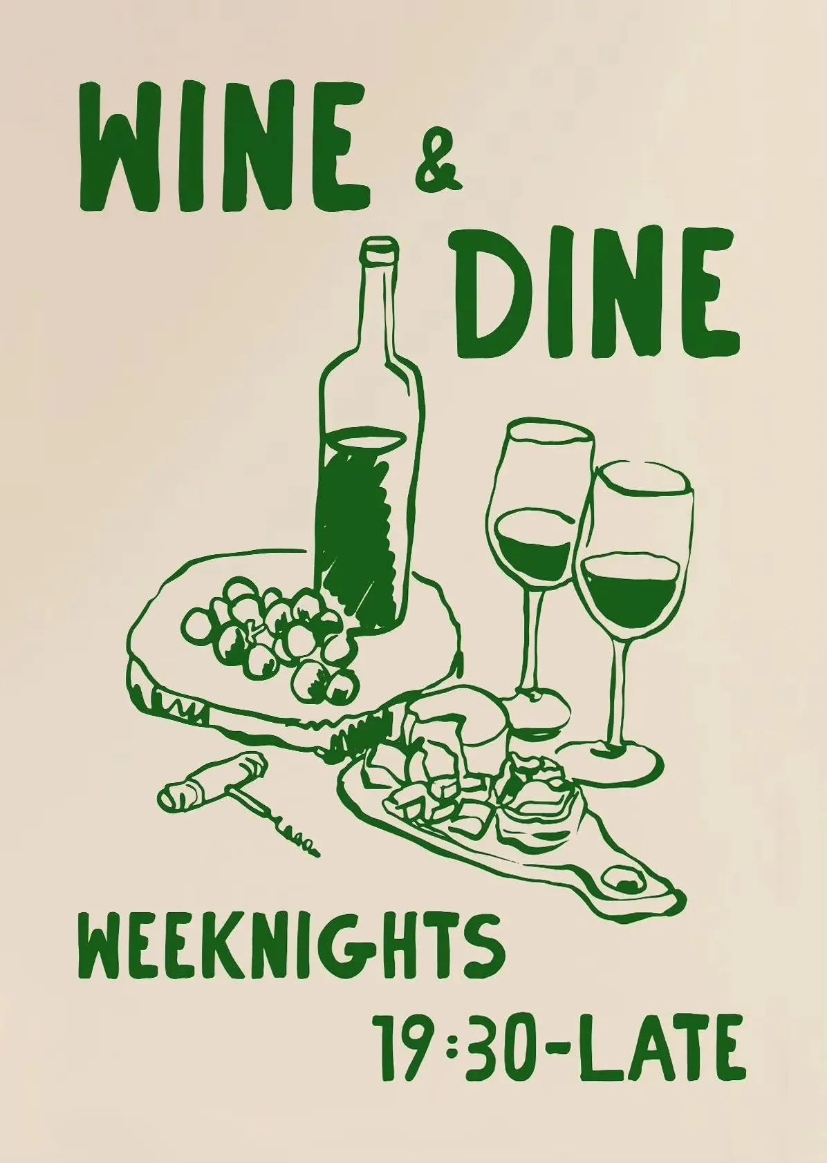 Wino, kawa i herbata - plakat kulinarny do kuchni Różowy